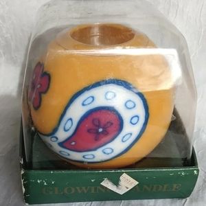 Vintage Ball Glowing Candle Boho Groovy Yellow Stonia Hippie Psychedelic Swirls